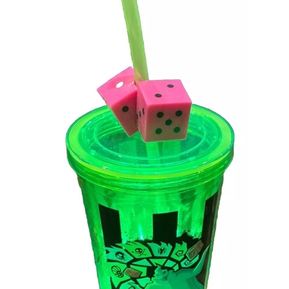 Disney Parks Oogie Boogie Bash Tumbler 2022 Light Up Cup Dice Straw DCA NEW - Picture 2 of 6